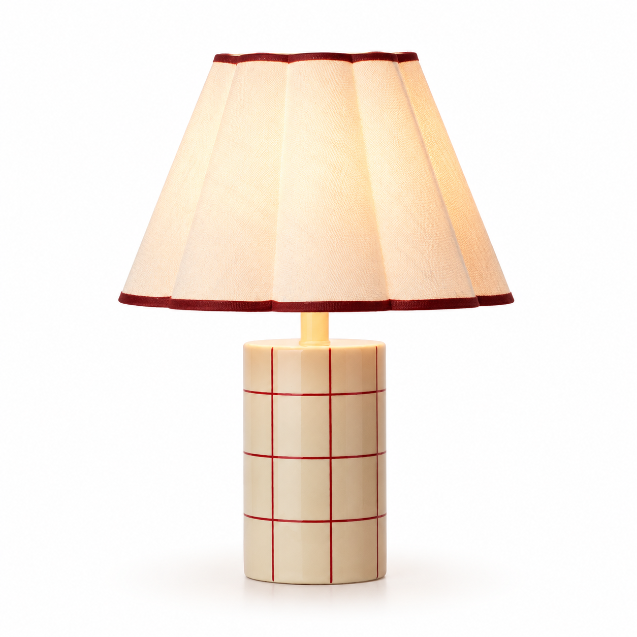 Luminária Cerâmica Dinamarquesa Grade Vermelha Plissada