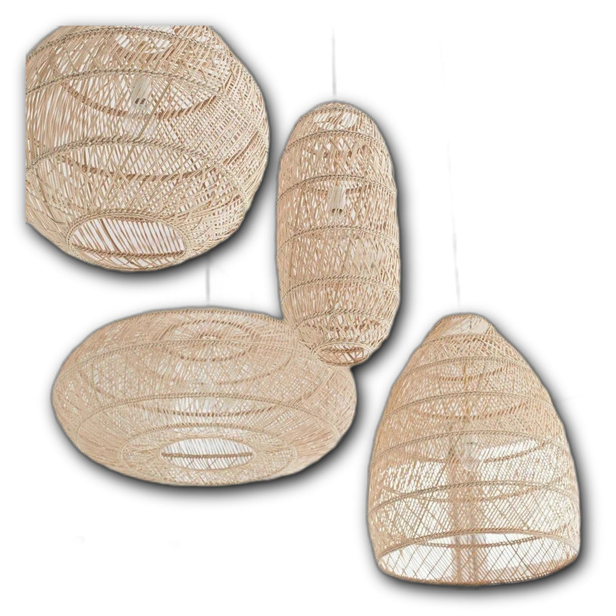 Pendente de Rattan Natural Estilo Novo Chinês para Sala de Estar
