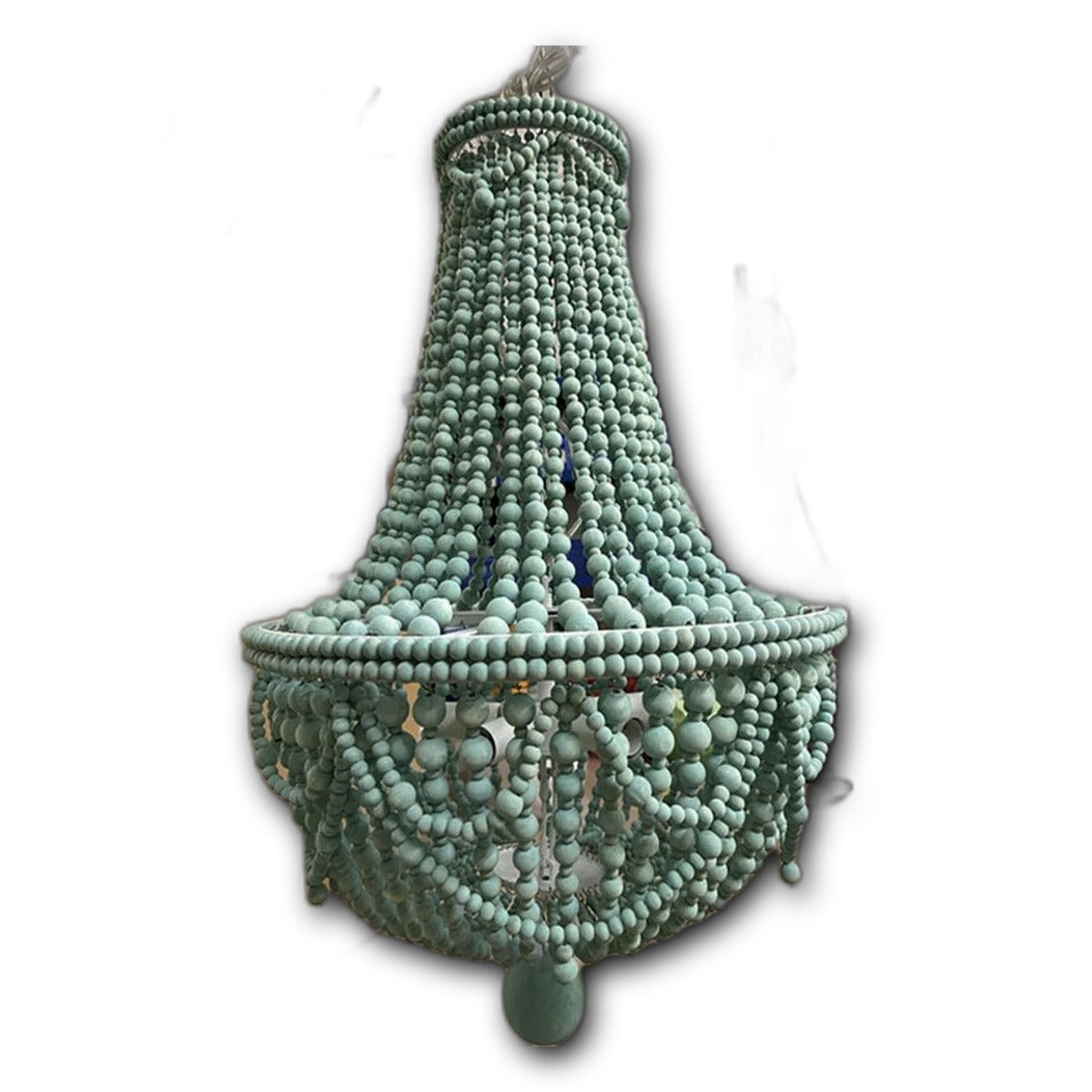 Pendente Boho Retrô com Contas de Madeira Verde