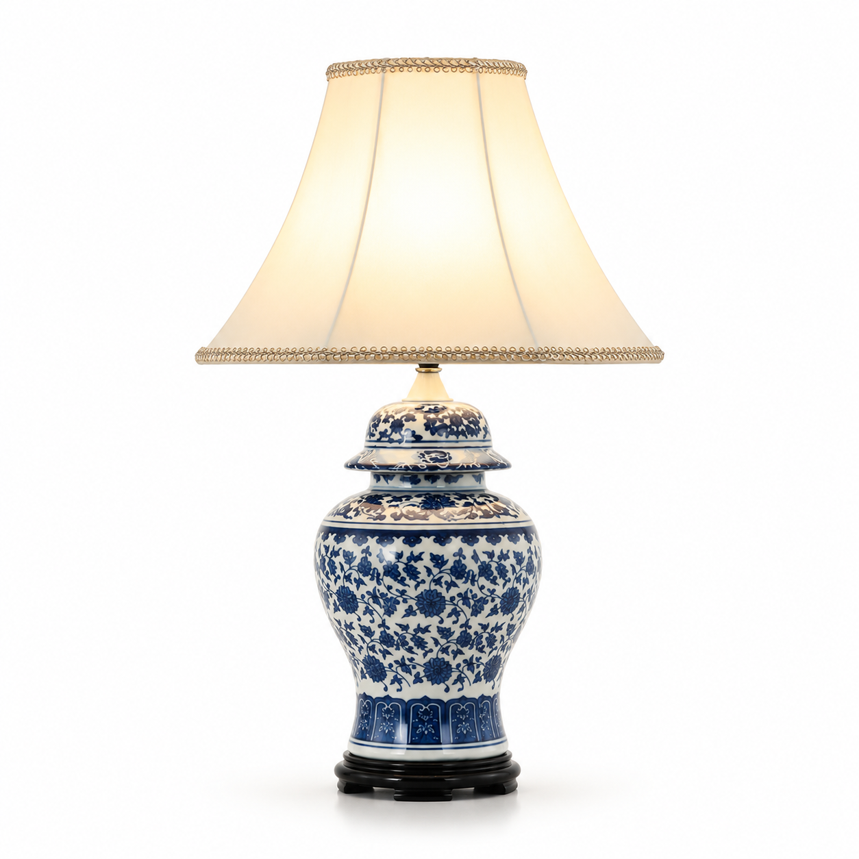 Luminária Porcelana Azul e Branca Jingdezhen Art Déco LED
