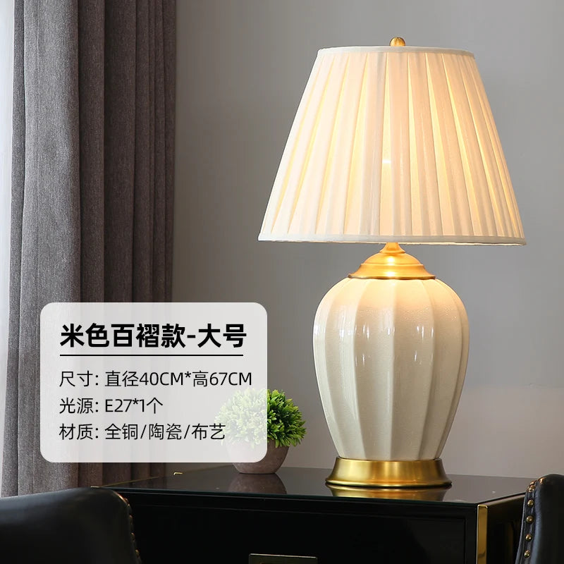 Abajur Cerâmica Quarto Sala Estilo Chinês Europeu LED