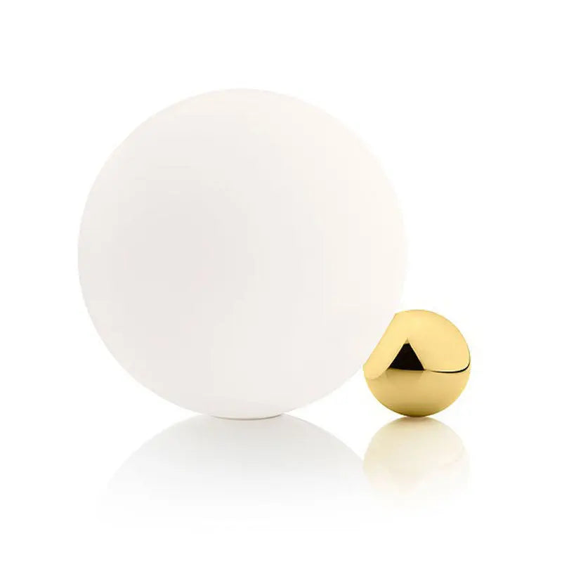 Luminária de Mesa Bola de Vidro Branca com Dourado Nórdica E27