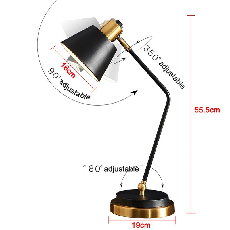 Luminária de Mesa Ferro Nórdica Flexível LED – Proteção Ocular para Leitura
