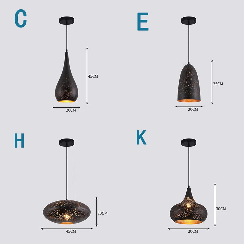 Pendente Industrial Retrô com Cúpula de Ferro Preto E27
