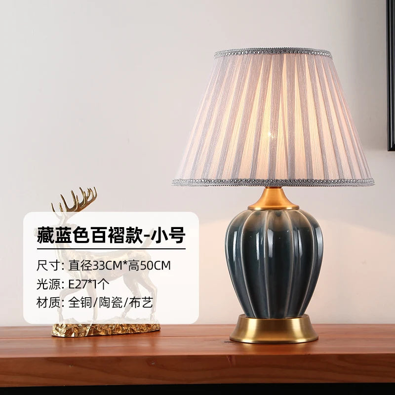 Abajur Cerâmica Quarto Sala Estilo Chinês Europeu LED