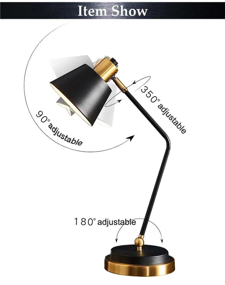Luminária de Mesa Ferro Nórdica Flexível LED – Proteção Ocular para Leitura