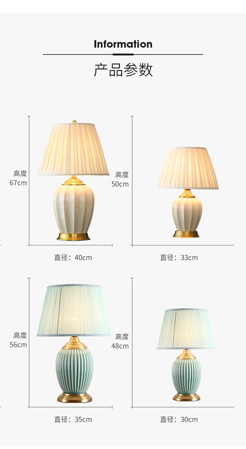 Abajur Cerâmica Quarto Sala Estilo Chinês Europeu LED