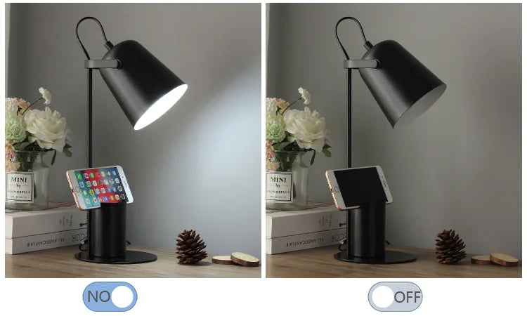 Luminária de Mesa LED com Porta-Caneta e Proteção Ocular – Design Nórdico