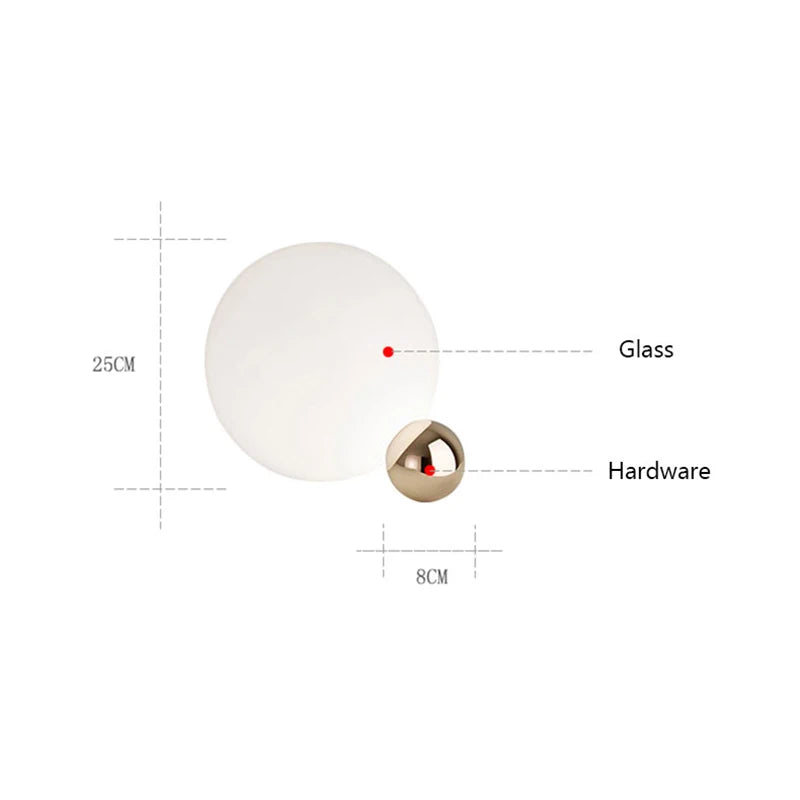 Luminária de Mesa Bola de Vidro Branca com Dourado Nórdica E27