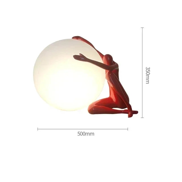 Luminárias de Mesa Modern Nordic Art Floor Lamp Abstract Decoration Of Human Figure Holding Ball Vertical Lamp Creative Figure Sculpture Decorative