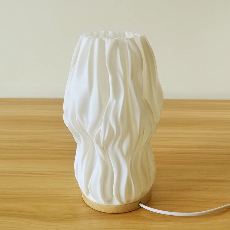 Luminária Plissada Cream 3D Café Quarto Estudo Atmosfera