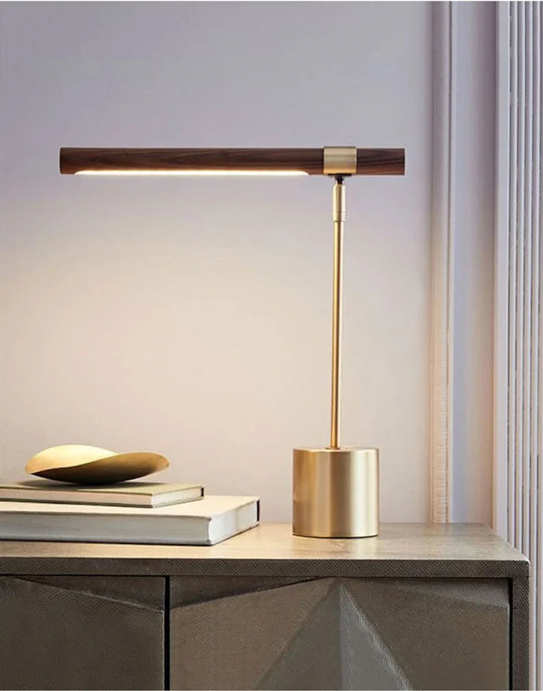 Luminária de Mesa Italiana Designer Madeira LED – Sala e Cabeceira