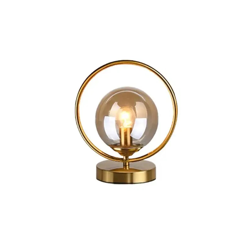 Luminária de Mesa Latão com Esfera de Vidro – Sala, Quarto e Cabeceira