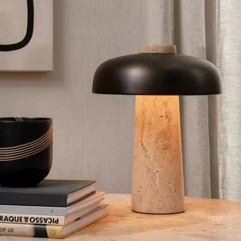 Luminária Cogumelo LED Pedra Natural USB Quarto 3000K