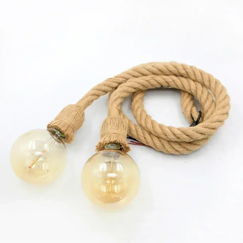 Pendente Industrial Vintage com Corda de Cânhamo E27