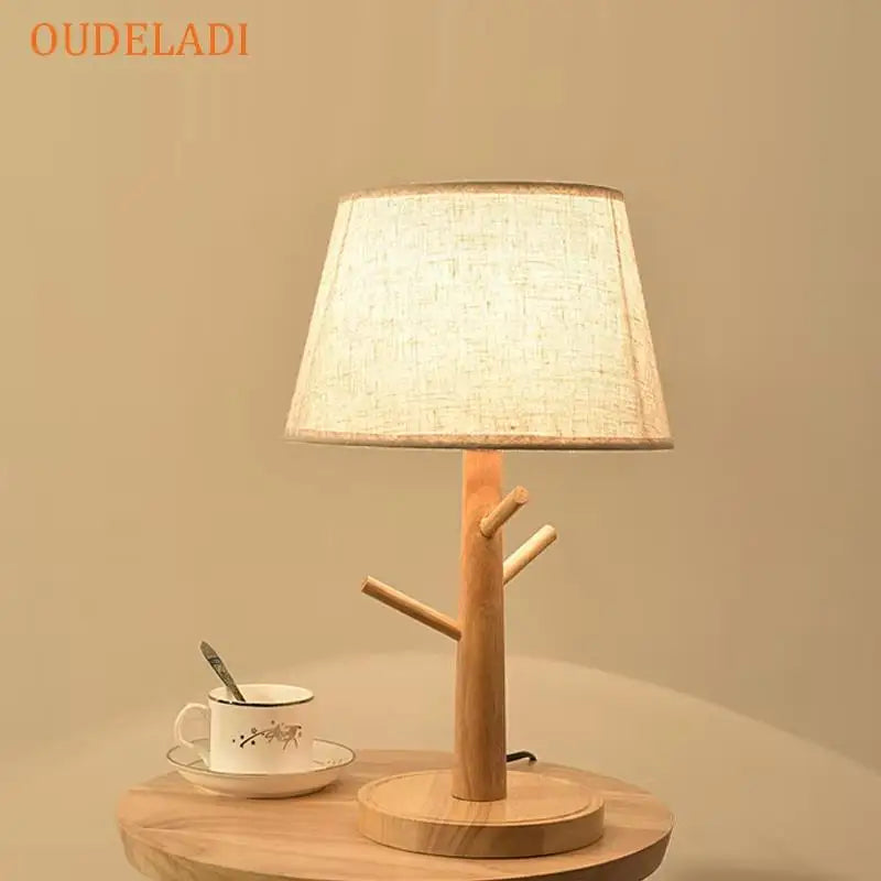 Luminária Madeira Tecido Cabeceira Romântica Quarto Sala