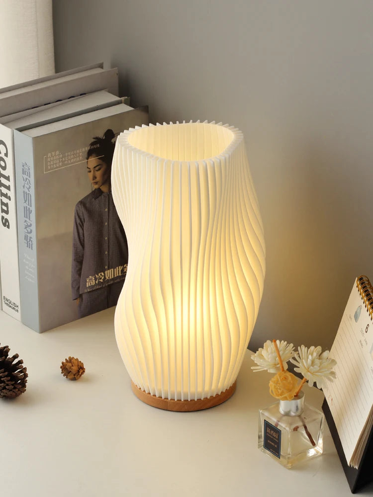Luminária Plissada Cream 3D Café Quarto Estudo Atmosfera