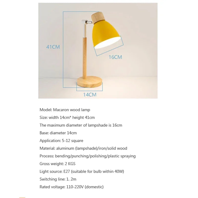 Luminária de Mesa Madeira Nórdica LED Giratória – Leitura e Decoração