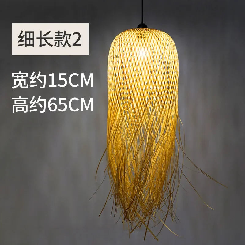 Pendente de Bambu Nórdico com LED para Sala de Jantar