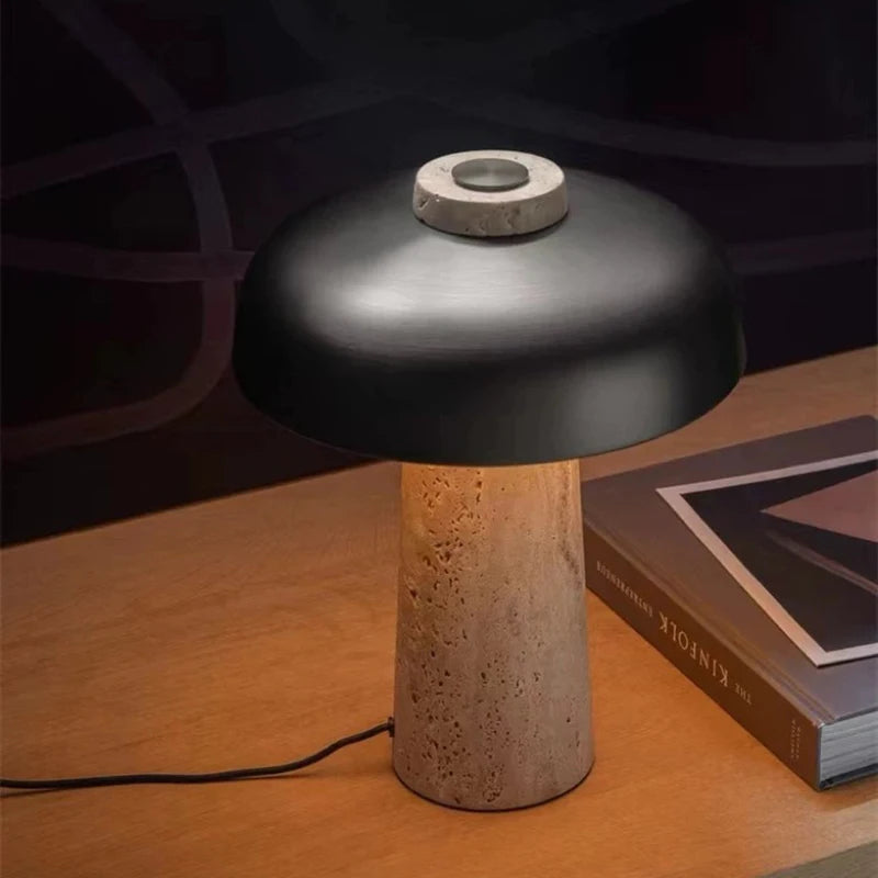Luminária Cogumelo LED Pedra Natural USB Quarto 3000K