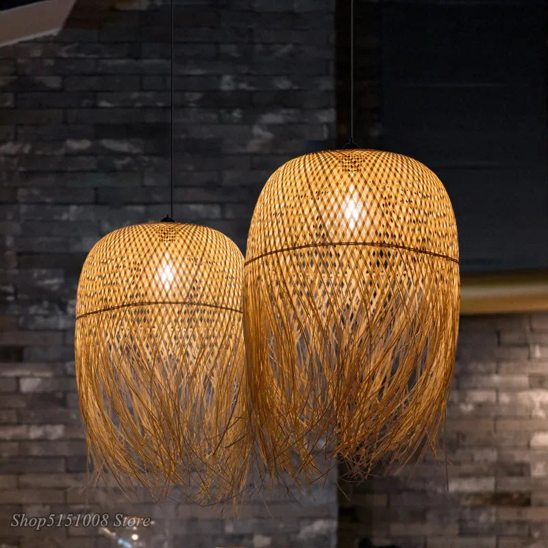 Pendente de Bambu Artesanal Boho — Para Sala, Quarto e Restaurante