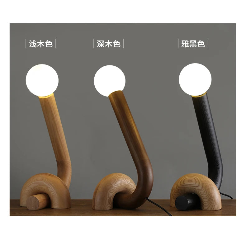 Luminária de Mesa LED Madeira Maciça Criativa – Quarto e Cabeceira