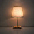 Luminária Madeira Linho USB Cabeceira Luz Quente Atmosfera