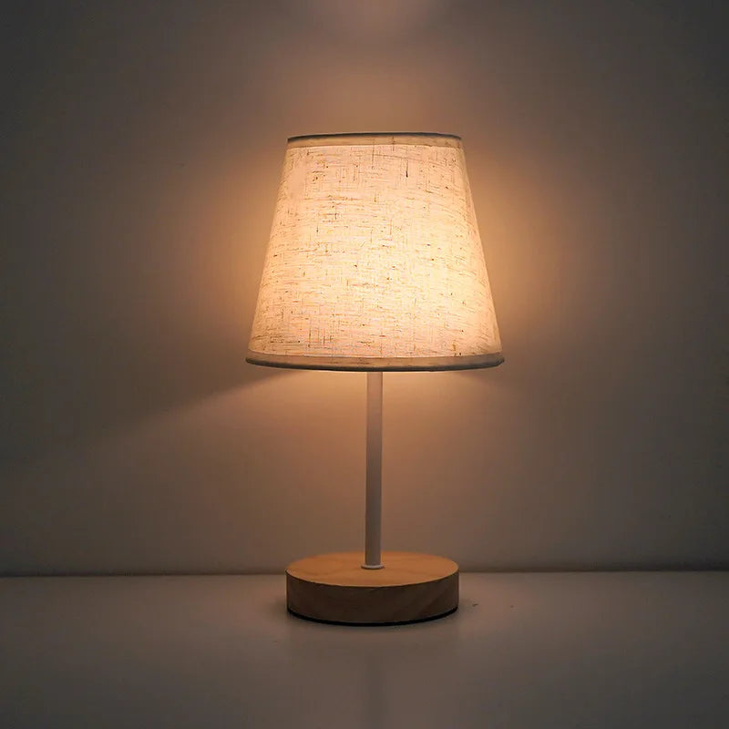Luminária Madeira Linho USB Cabeceira Luz Quente Atmosfera