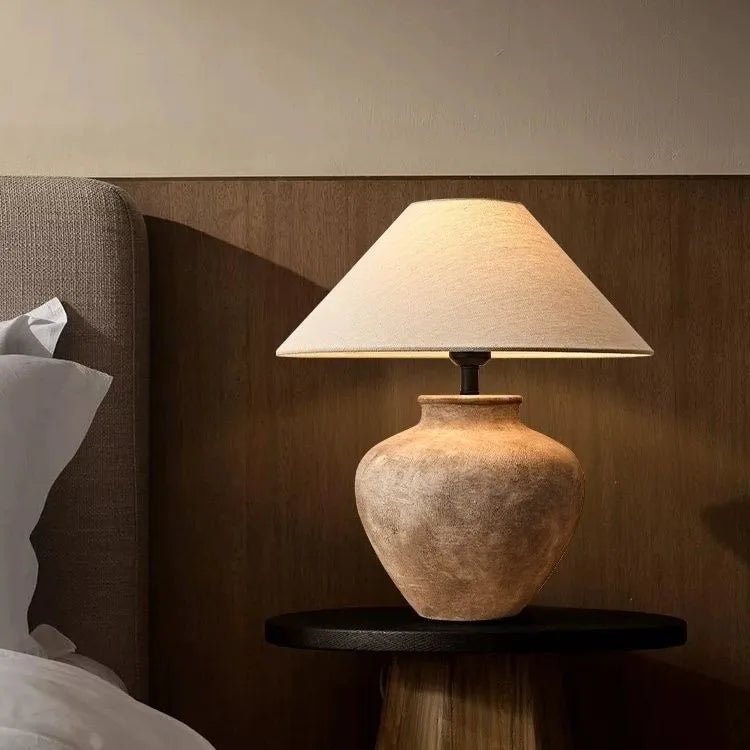 Luminária Cerâmica Wabi-Sabi Dimmer Quarto Hotel Medieval