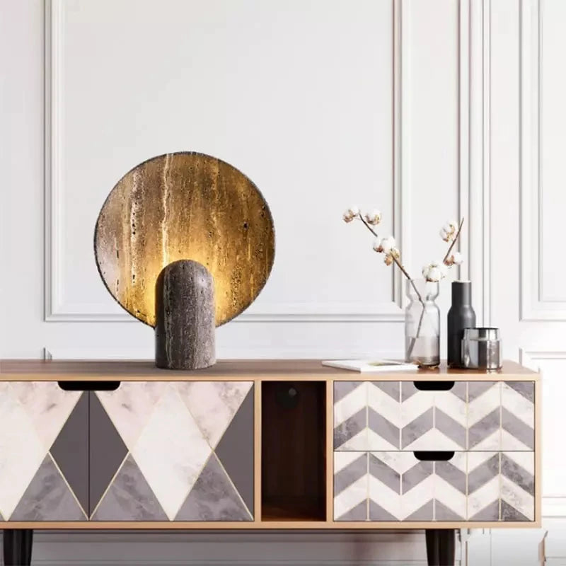 Luminária de Mesa Resina Travertino Nórdica – Sala e Quarto de Luxo
