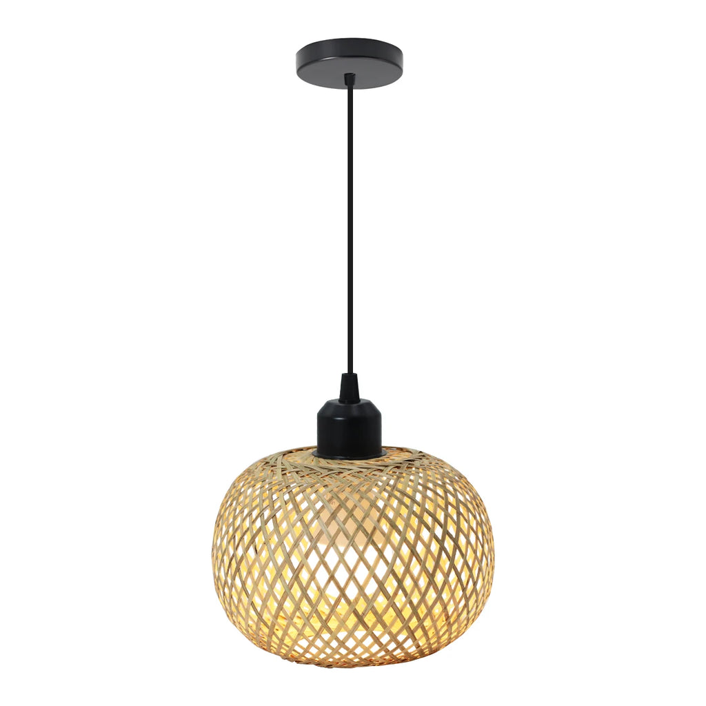 Pendente Artesanal em Bambu e Rattan E27 para Café