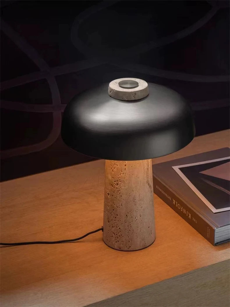 Luminária Cogumelo LED Pedra Natural USB Quarto 3000K