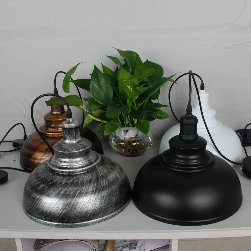 Pendente Retrô Loft E27 em Preto, Prata ou Cobre