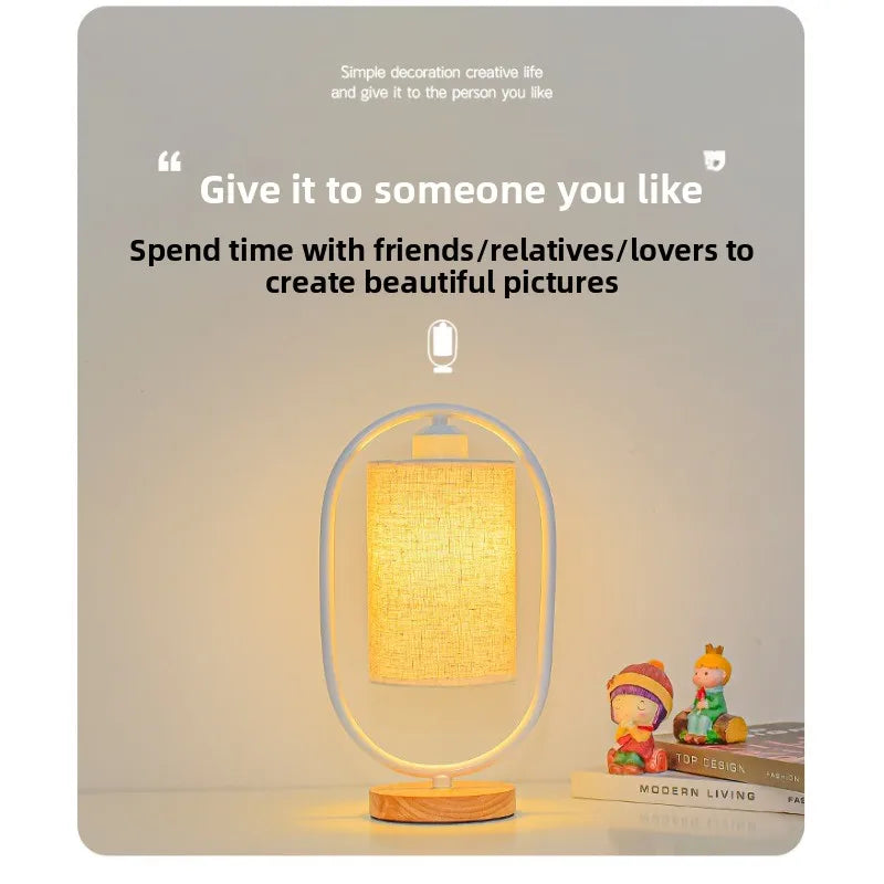 Luminária Tecido Nórdica Madeira Retrô Personalidade Quarto