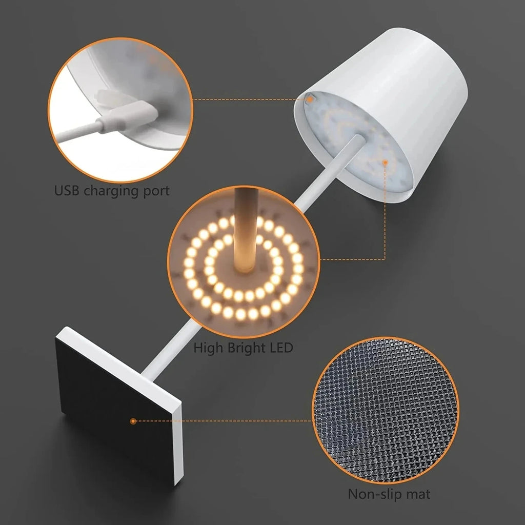 Luminária Recarregável 5000mAh 3 Cores Dimmer Portátil