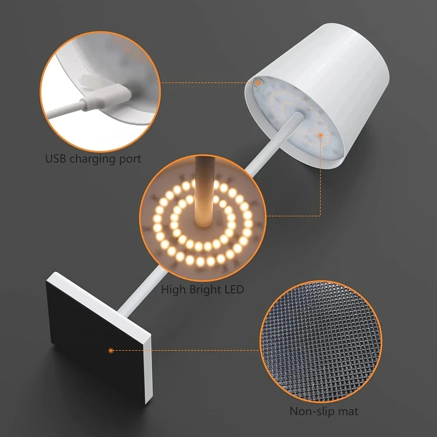 Luminária Recarregável 5000mAh 3 Cores Dimmer Portátil