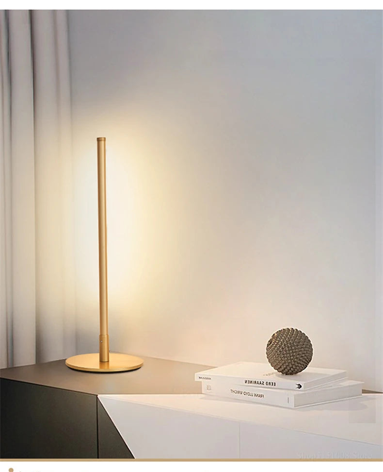 Luminária de Mesa Minimalista LED para Quarto – Estilo Hotel e Cabeceira