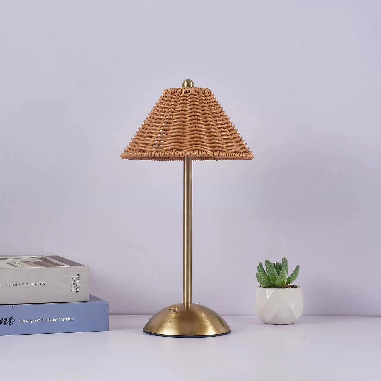 Luminária Rattan Recarregável Retrô Sudeste Asiático LED