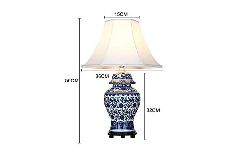 Luminária Porcelana Azul e Branca Jingdezhen Art Déco LED