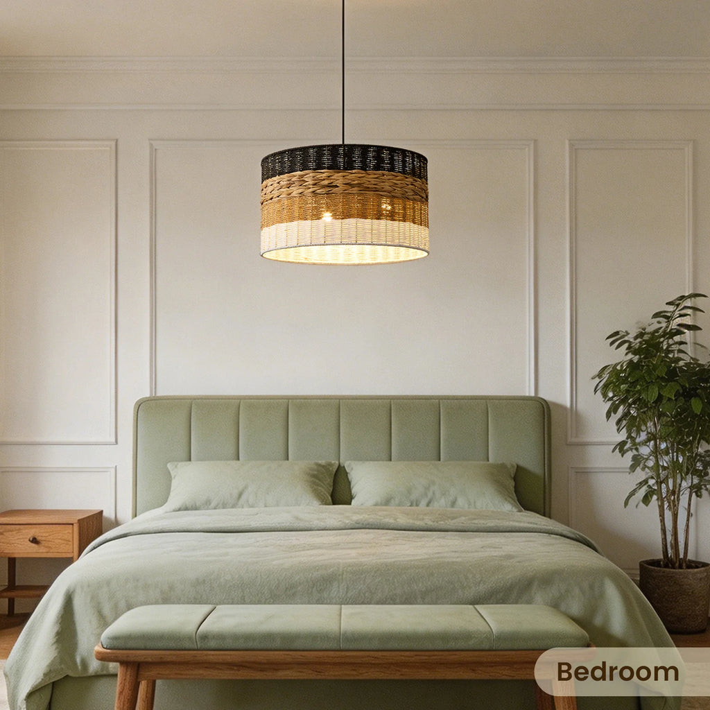 Pendente Wabi Sabi 4 Cores em Rattan para Quarto