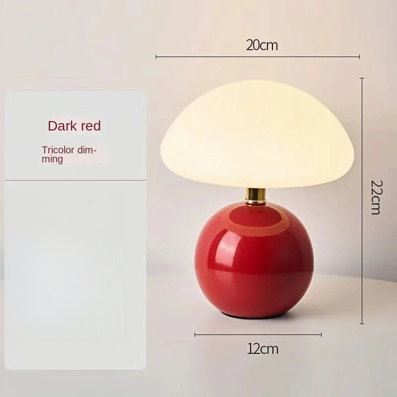 Abajur Cogumelo Cerâmica LED Luz Quente Cabeceira