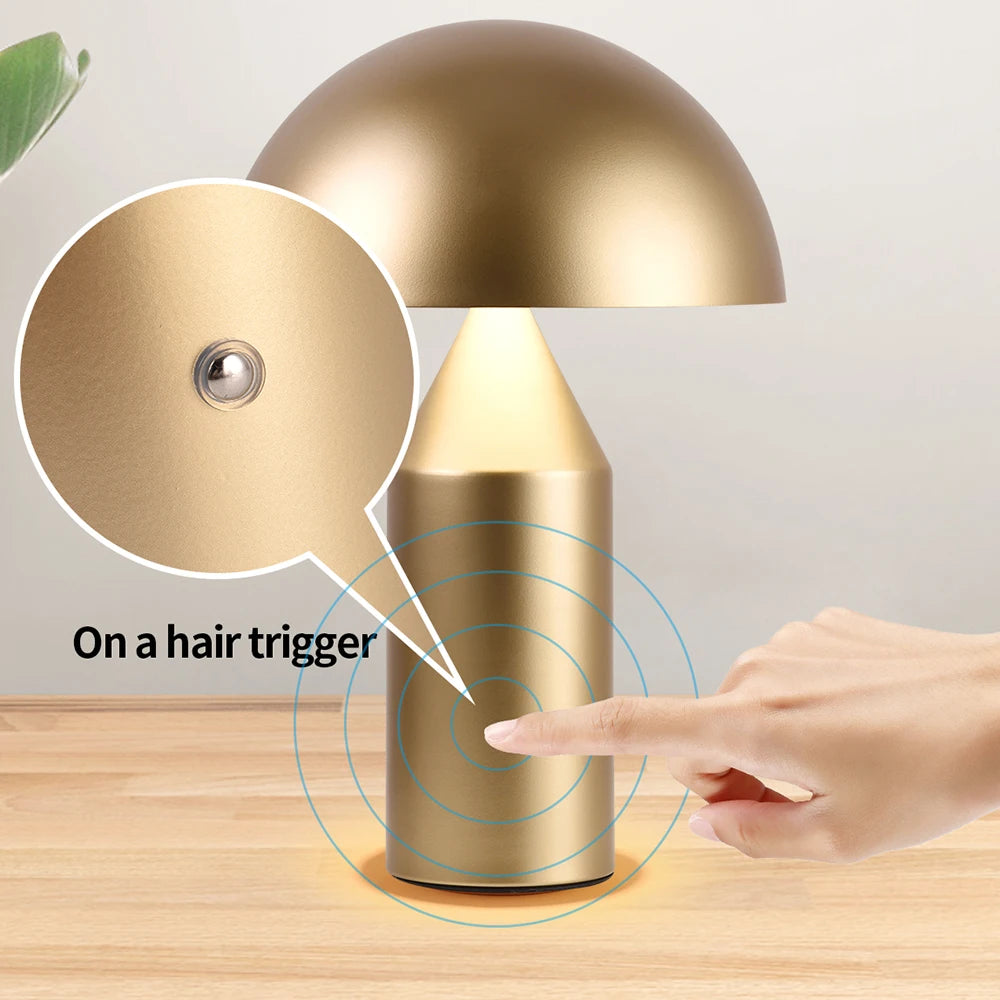 Abajur Cogumelo LED 3 Cores Touch USB Recarregável
