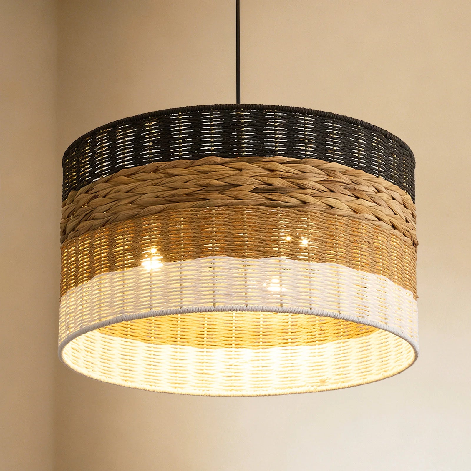 Pendente Wabi Sabi 4 Cores em Rattan para Quarto