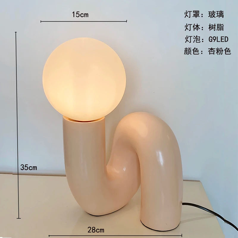 Luminária de Mesa Resina Retrô Artística – Decorativa para Quarto e Sala