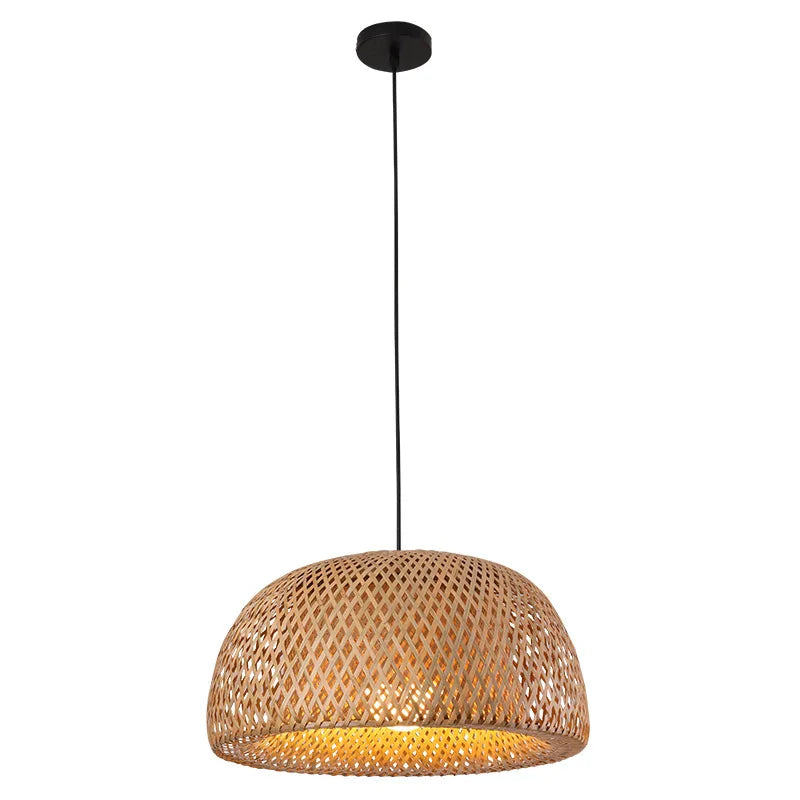 Pendente de Bambu Trançado à Mão 26cm Estilo Chinês para Restaurante