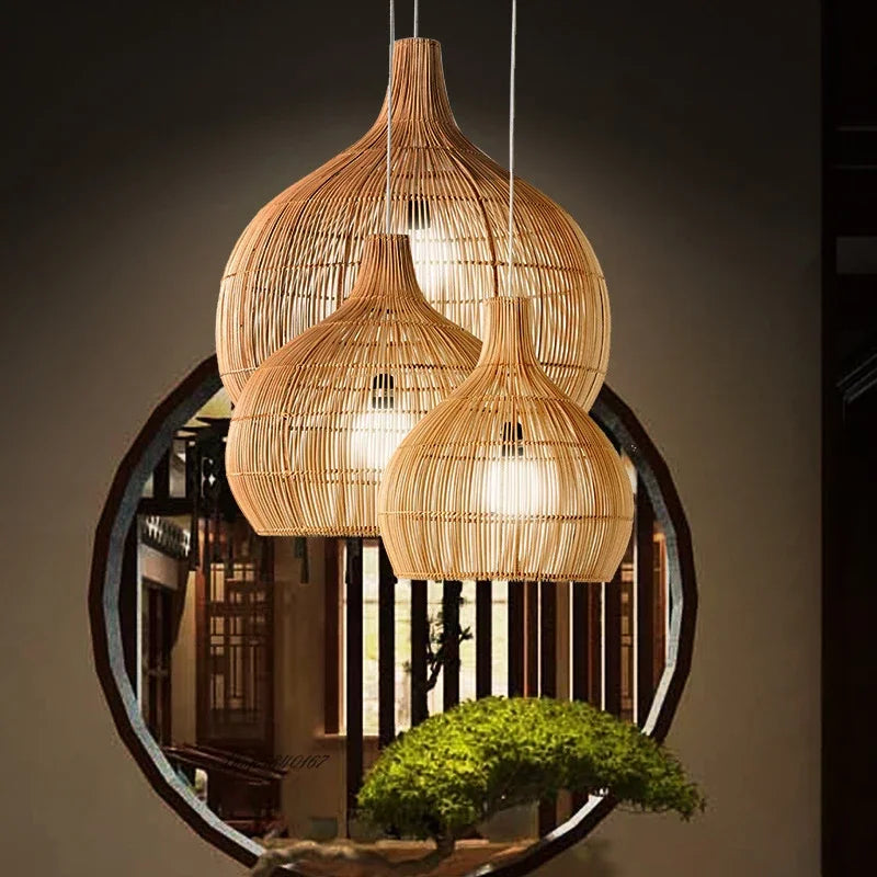 Pendente Artesanal de Rattan Trançado