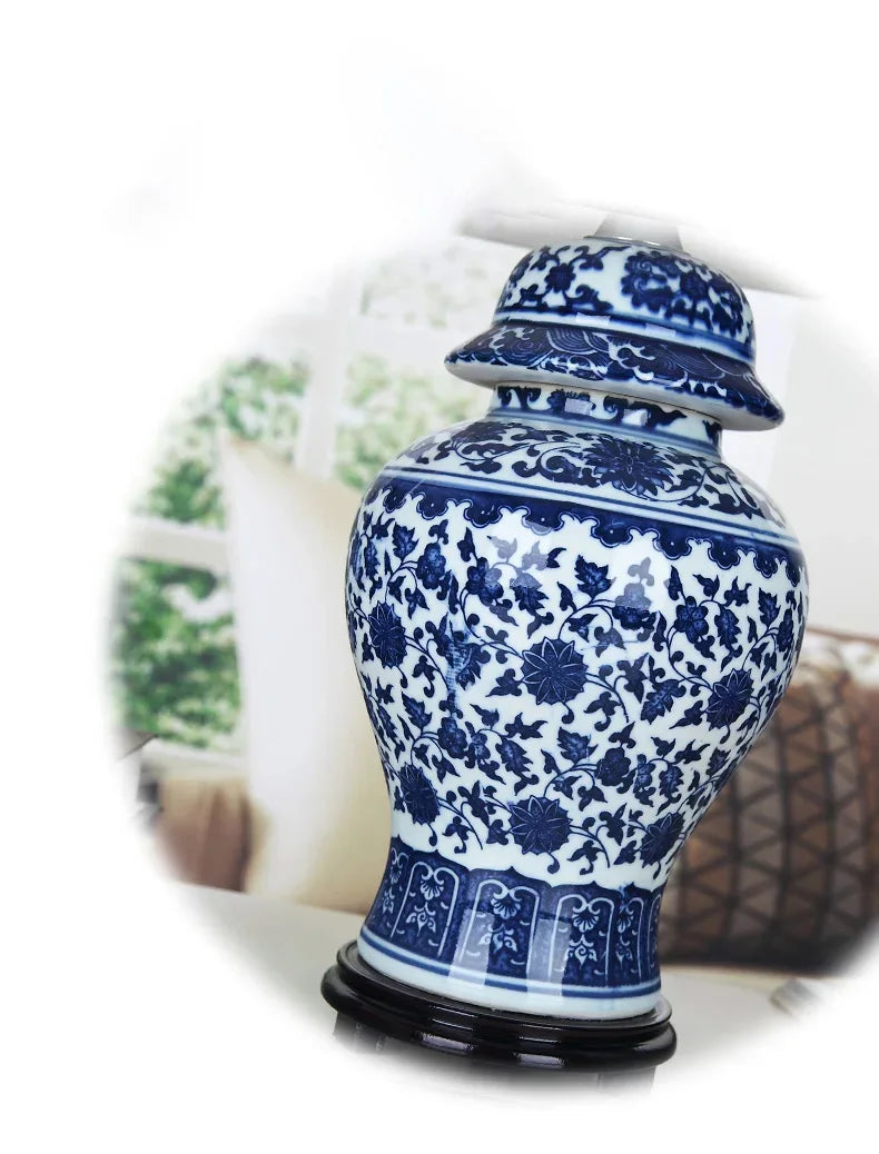 Luminária Porcelana Azul e Branca Jingdezhen Art Déco LED