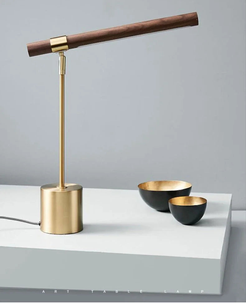 Luminária de Mesa Italiana Designer Madeira LED – Sala e Cabeceira