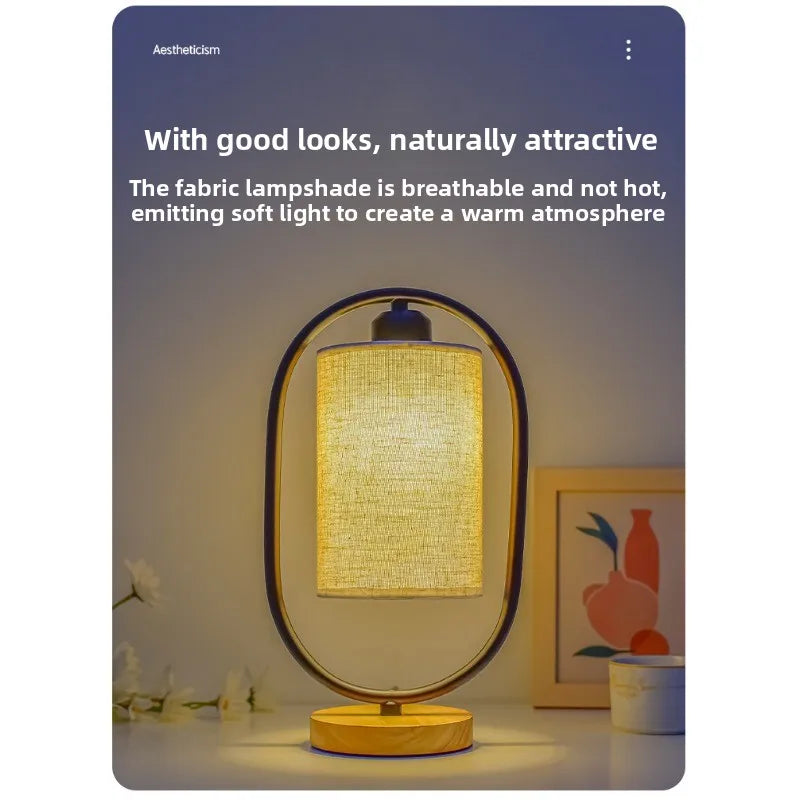 Luminária Tecido Nórdica Madeira Retrô Personalidade Quarto