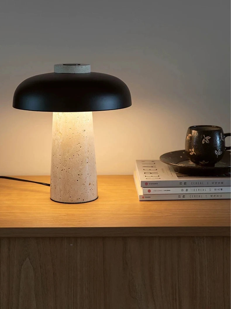 Luminária Cogumelo LED Pedra Natural USB Quarto 3000K